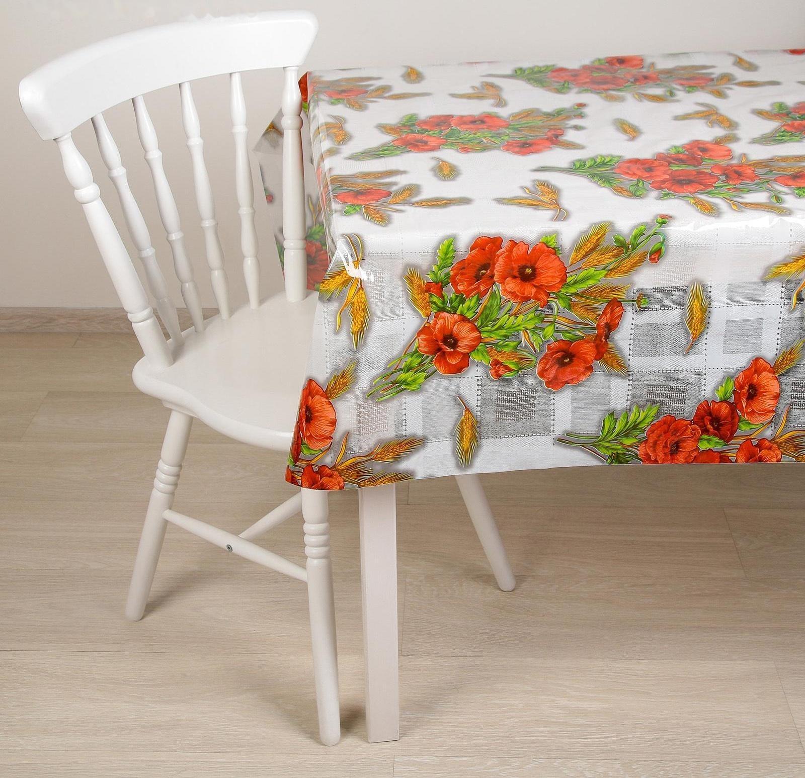 Клеёнка ПВХ Доляна «Маки», ширина 137 см, толщина 0,08 мм, рулон 30 метров