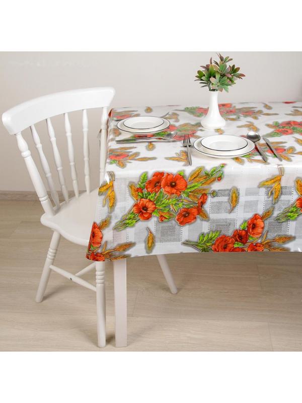 Клеёнка ПВХ Доляна «Маки», ширина 137 см, толщина 0,08 мм, рулон 30 метров