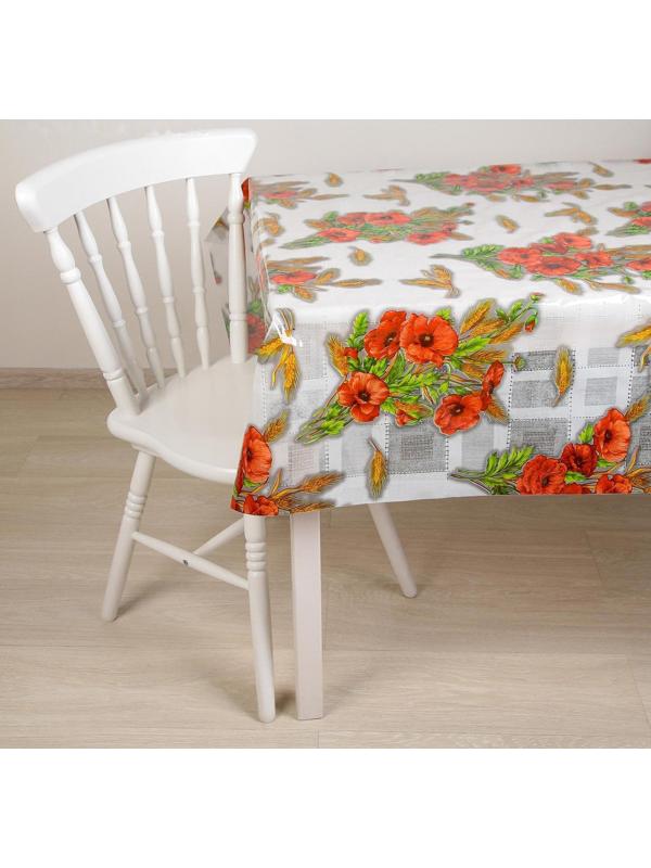 Клеёнка ПВХ Доляна «Маки», ширина 137 см, толщина 0,08 мм, рулон 30 метров