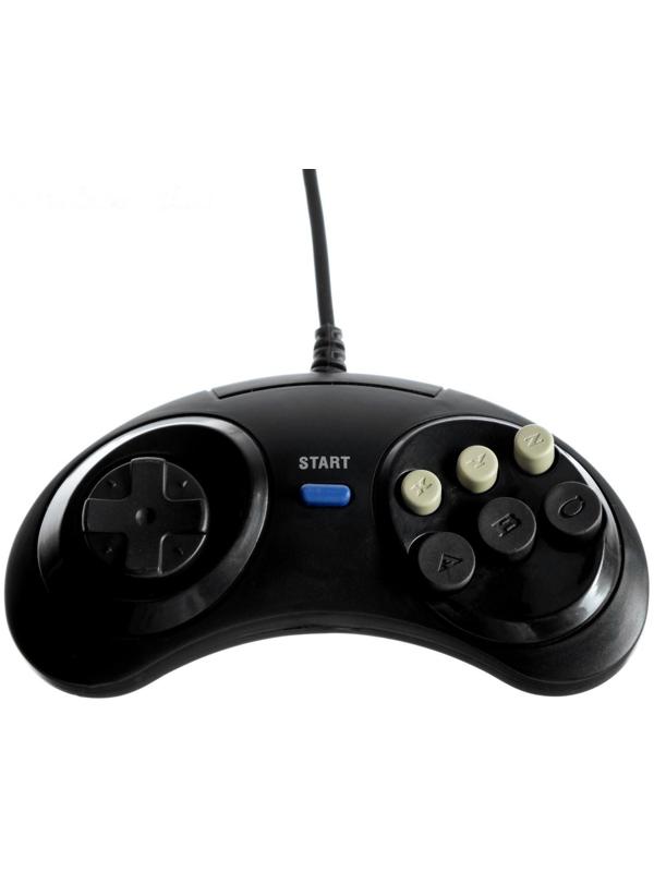 Геймпад для Sega 16-bit GP-100, 6 кнопок, 8 направлений, 9-Pin, чёрный