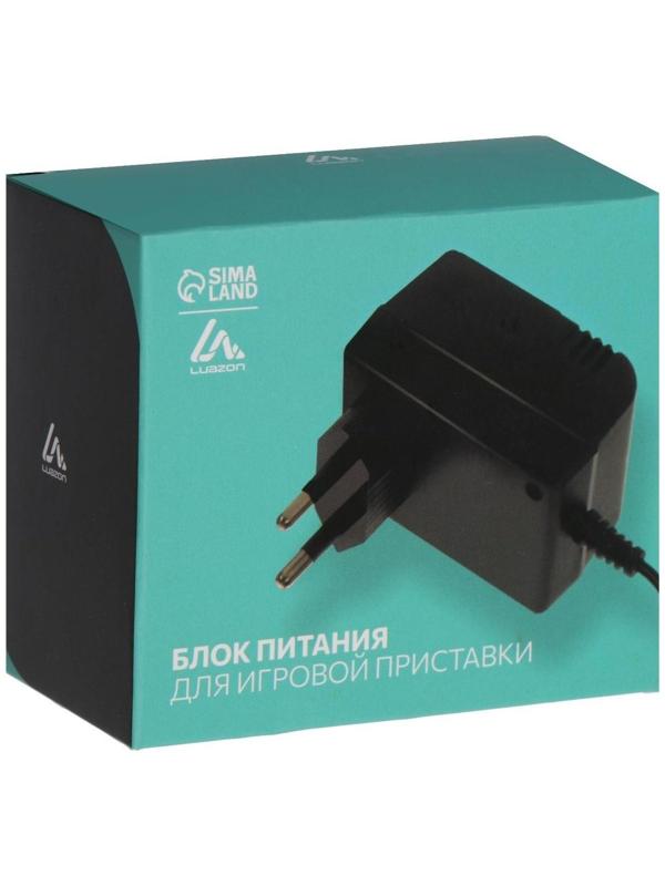 Блок питания LuazON IP-12-23-250-02, для игровой приставки Dendy, 9 вольт, 1 м, чёрный