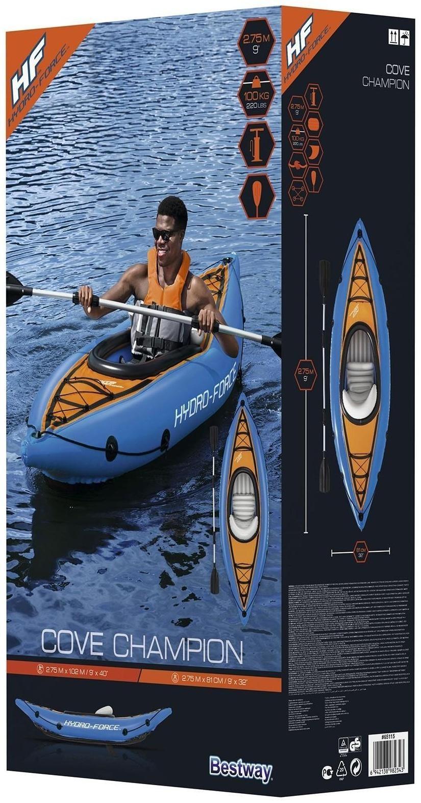 Лодка надувная Cove Champion, 275 x 81 см, вёсла, насос, 65115 Bestway