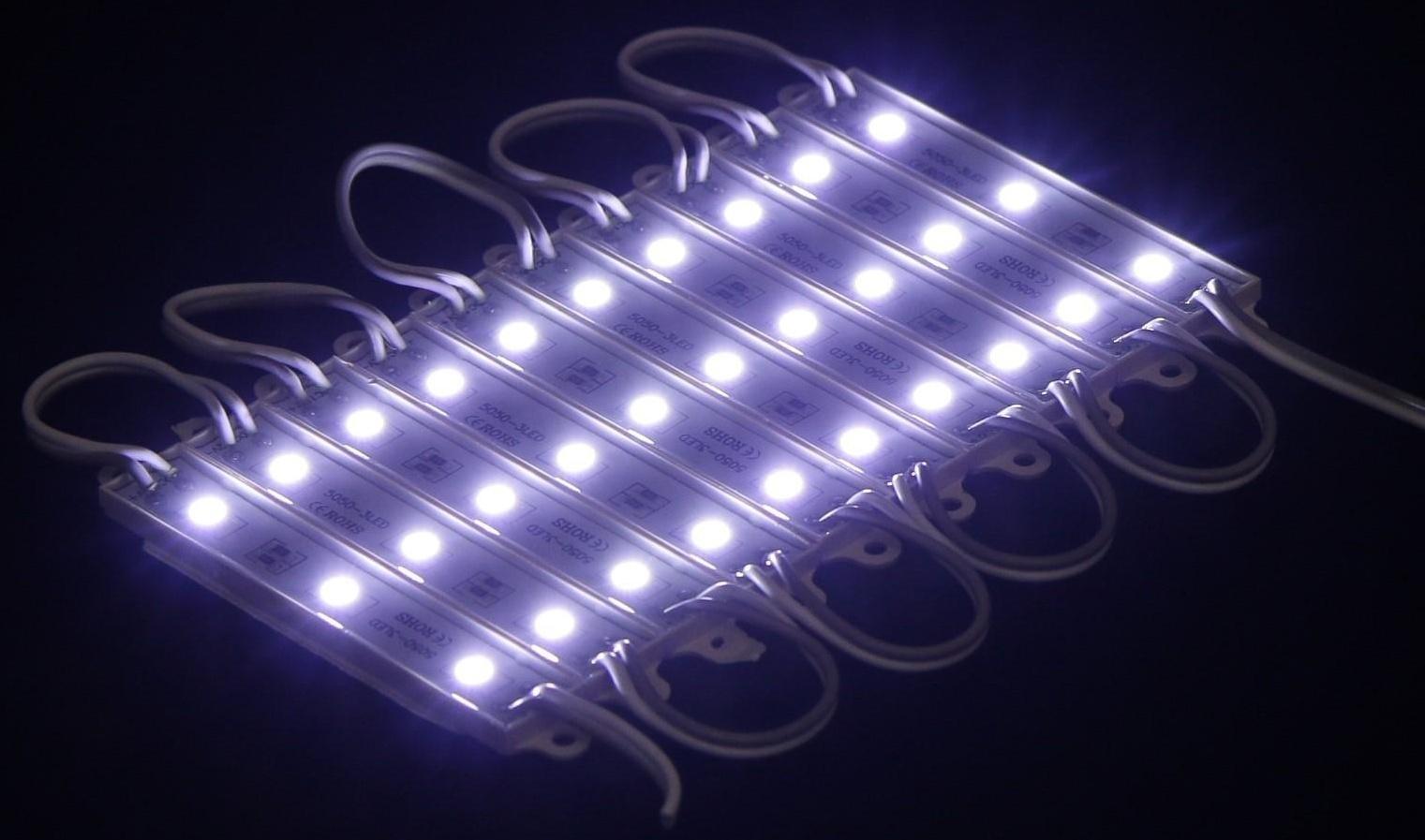 Светодиодная подсветка салона, 3 LED, 9х1.1 см, 12 В, IP68, клейкая основа, свет белый