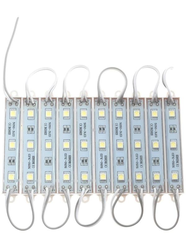 Светодиодная подсветка салона, 3 LED, 9х1.1 см, 12 В, IP68, клейкая основа, свет белый