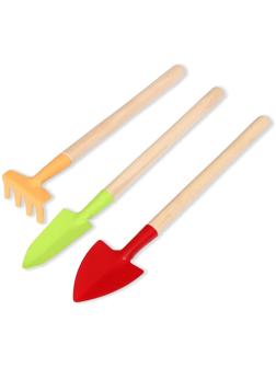 Набор садового инструмента, 3 предмета: рыхлитель, совок, грабли, длина 20 см