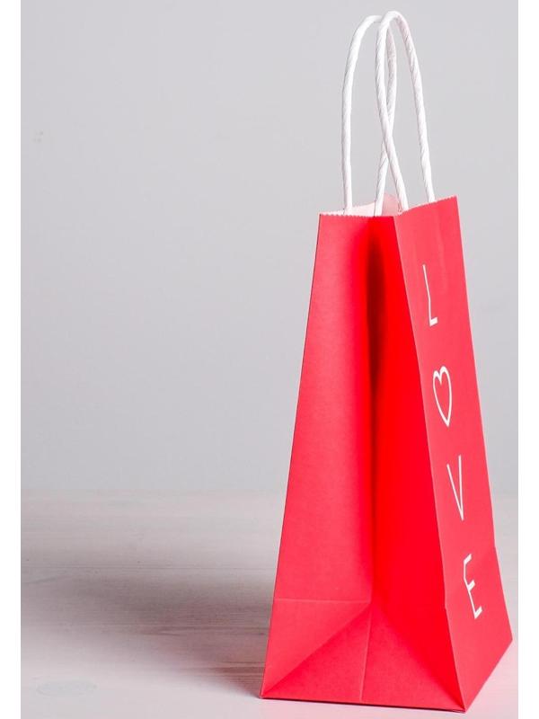 Пакет подарочный крафт «Love», 12 х 21 х 9 см