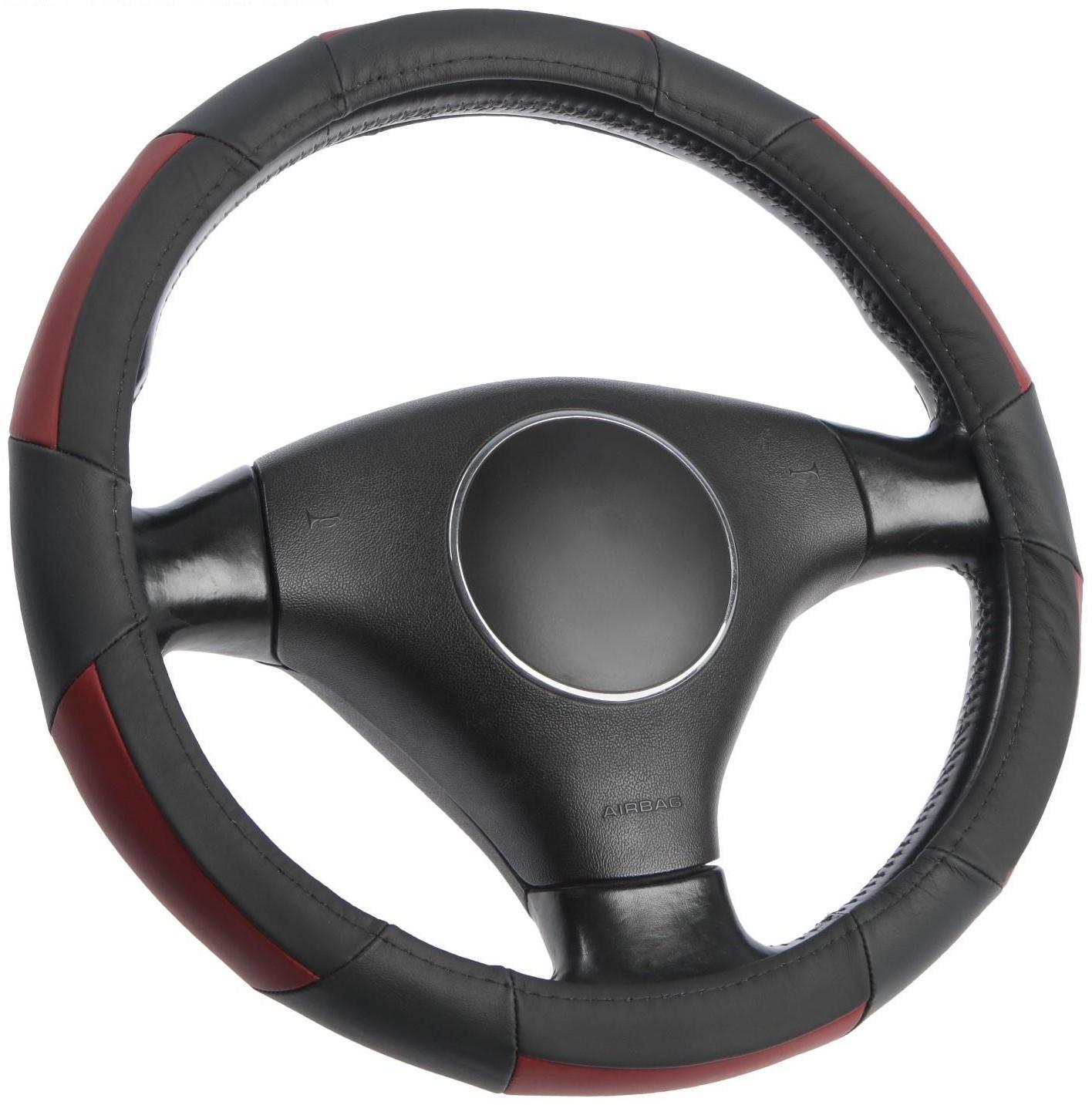 Оплётка Cartage, натуральная кожа, размер 38 см, черно-красный