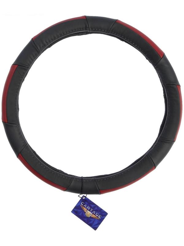 Оплётка Cartage, натуральная кожа, размер 38 см, черно-красный