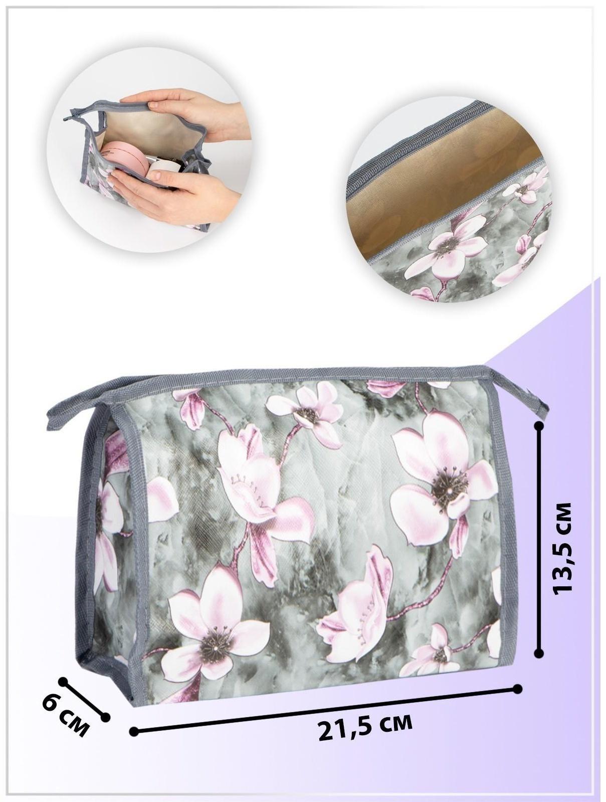 Косметичка на молнии, цвет серый