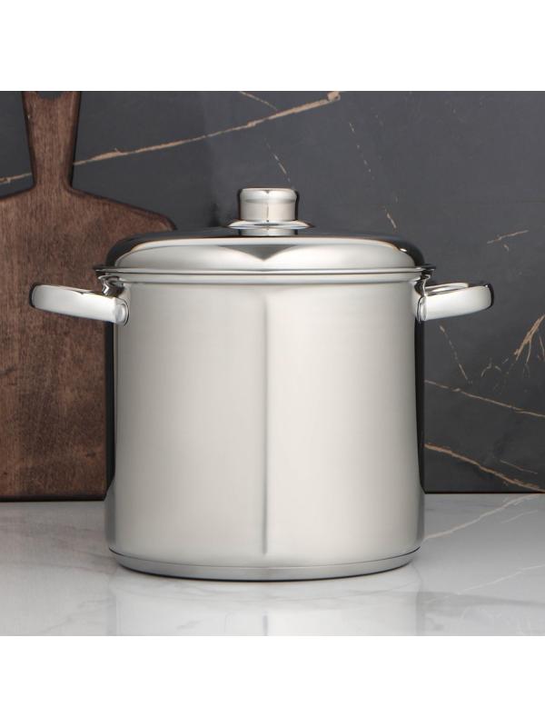 Кастрюля из нержавеющей стали Magistro Grande, 5,5 л, металлическая крышка, капсульное дно, индукция