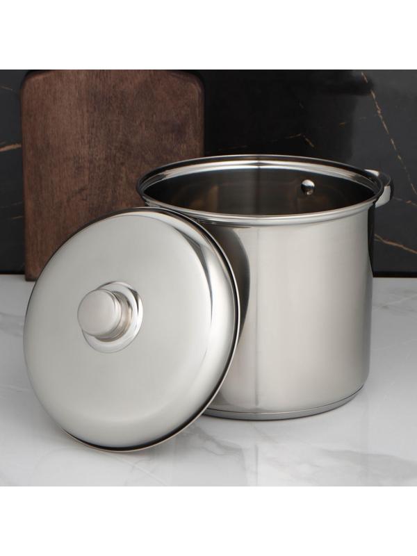 Кастрюля из нержавеющей стали Magistro Grande, 5,5 л, металлическая крышка, капсульное дно, индукция