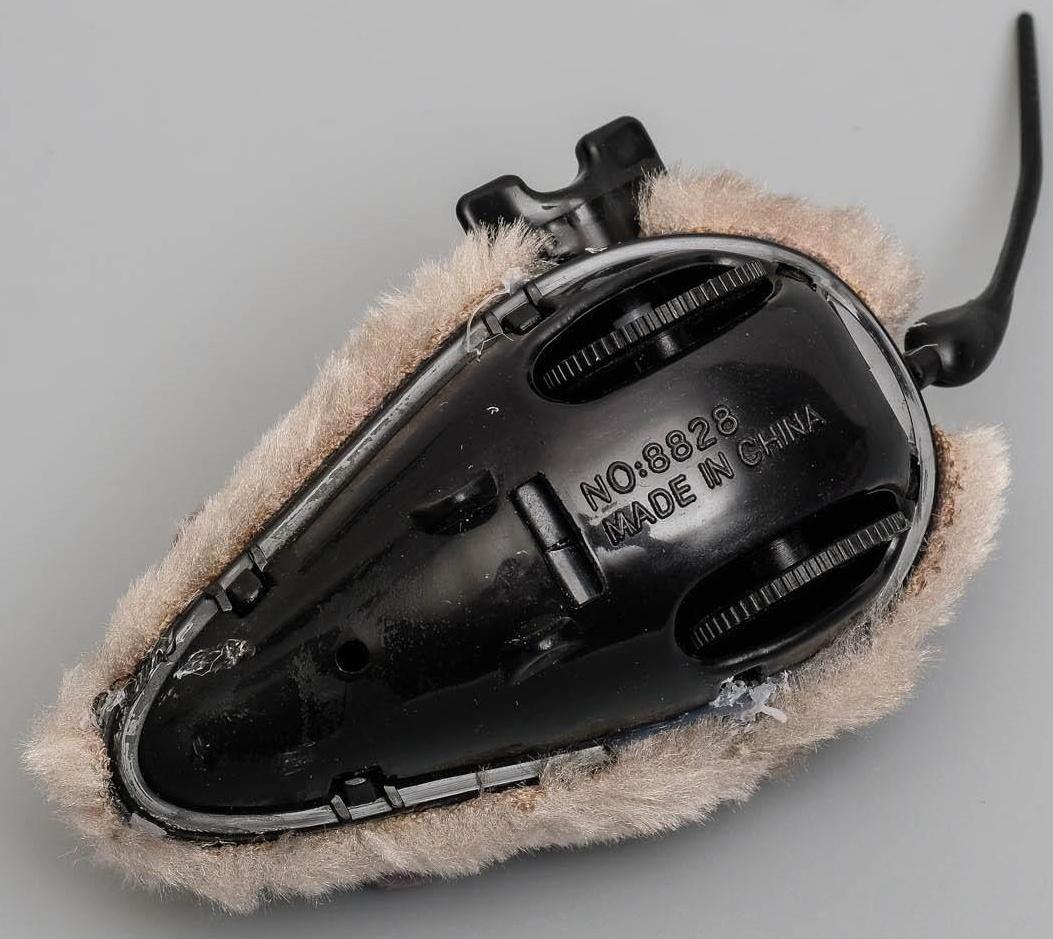 Мышь заводная меховая малая, 8,5 см, серая