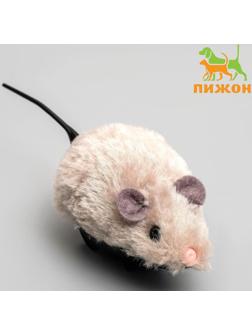 Мышь заводная меховая малая, 8,5 см, серая