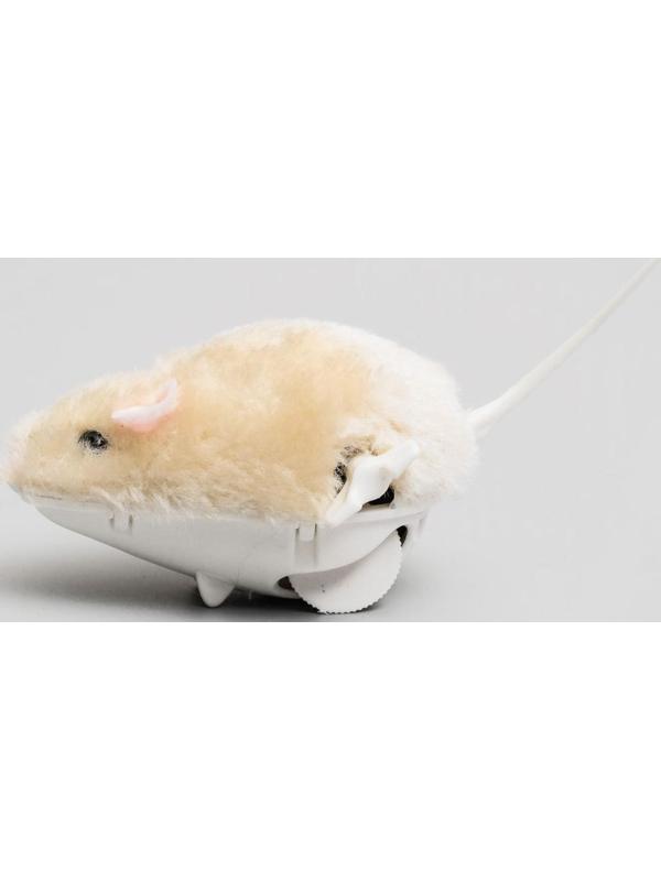 Мышь заводная меховая малая, 8,5 см, бежевая