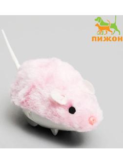 Мышь заводная меховая малая, 8,5 см, розовая