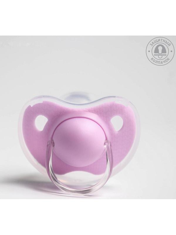 Соска-пустышка ортодонтическая, силикон, от 6 мес., с колпачком, МИКС для девочки