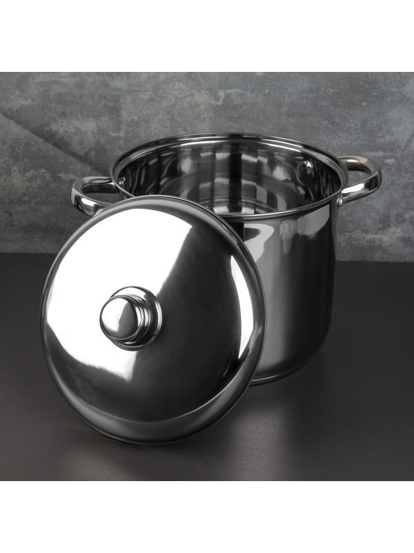 Кастрюля из нержавеющей стали Magistro Grande, 7,1 л, металлическая крышка, капсульное дно, индукция