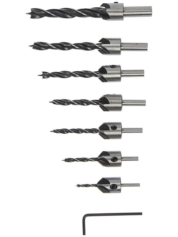 Набор сверл с зенкером ТУНДРА, 3-4-5-6-7-8-10 мм, 7 шт.