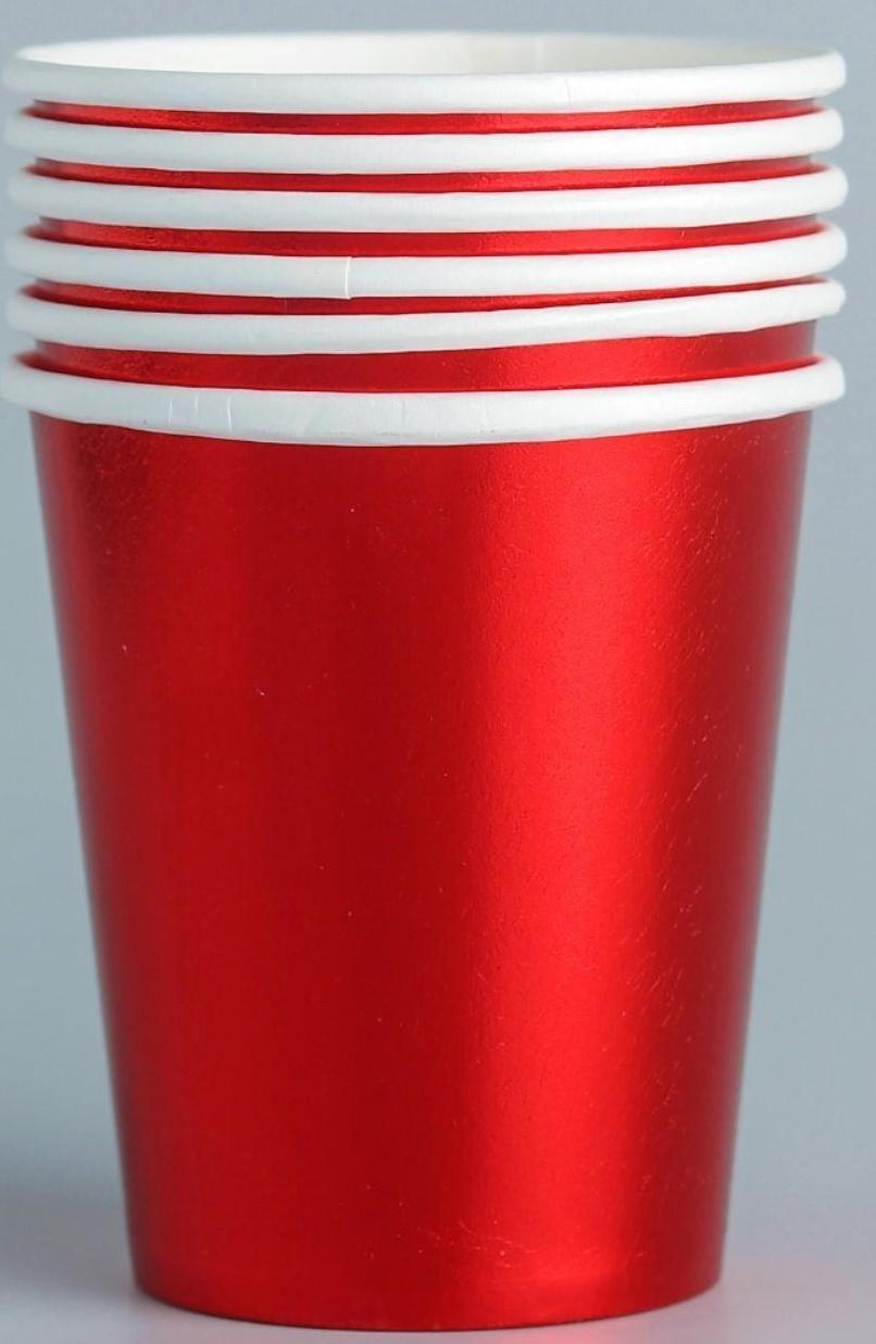 Стакан бумажный, набор 6 шт., цвет красный