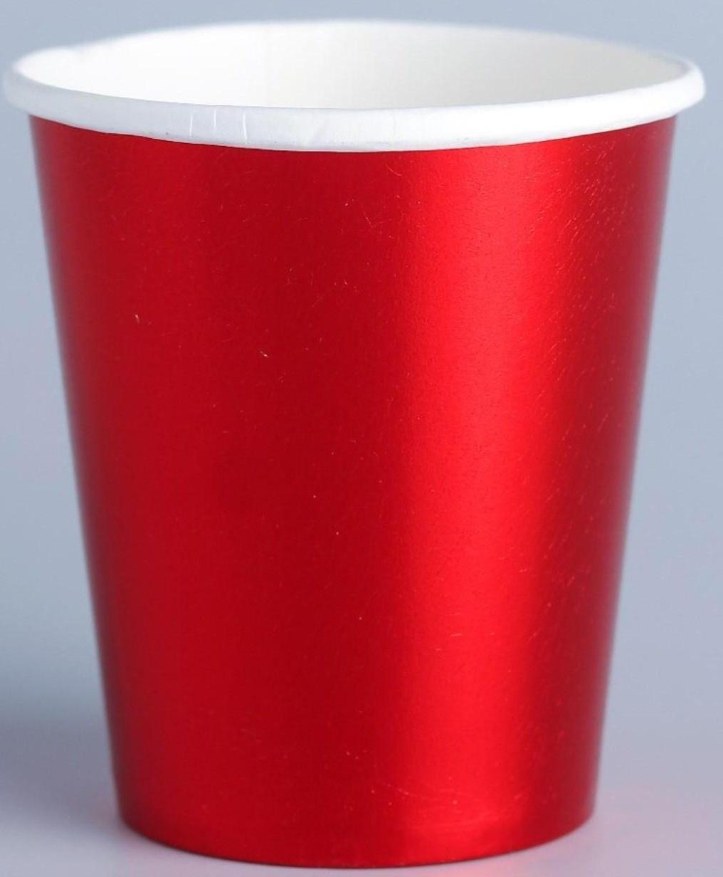 Стакан бумажный, набор 6 шт., цвет красный