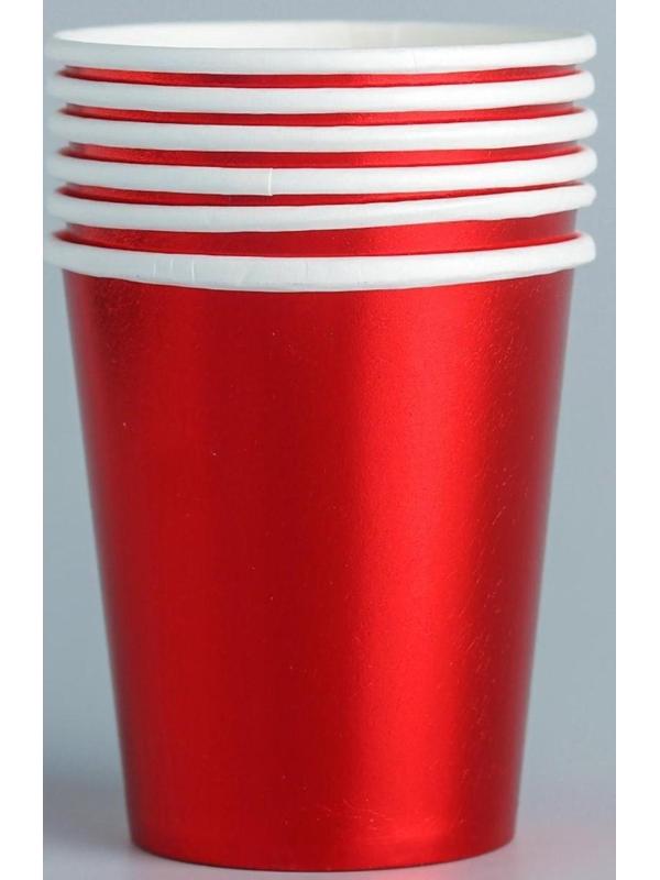 Стакан бумажный, набор 6 шт., цвет красный