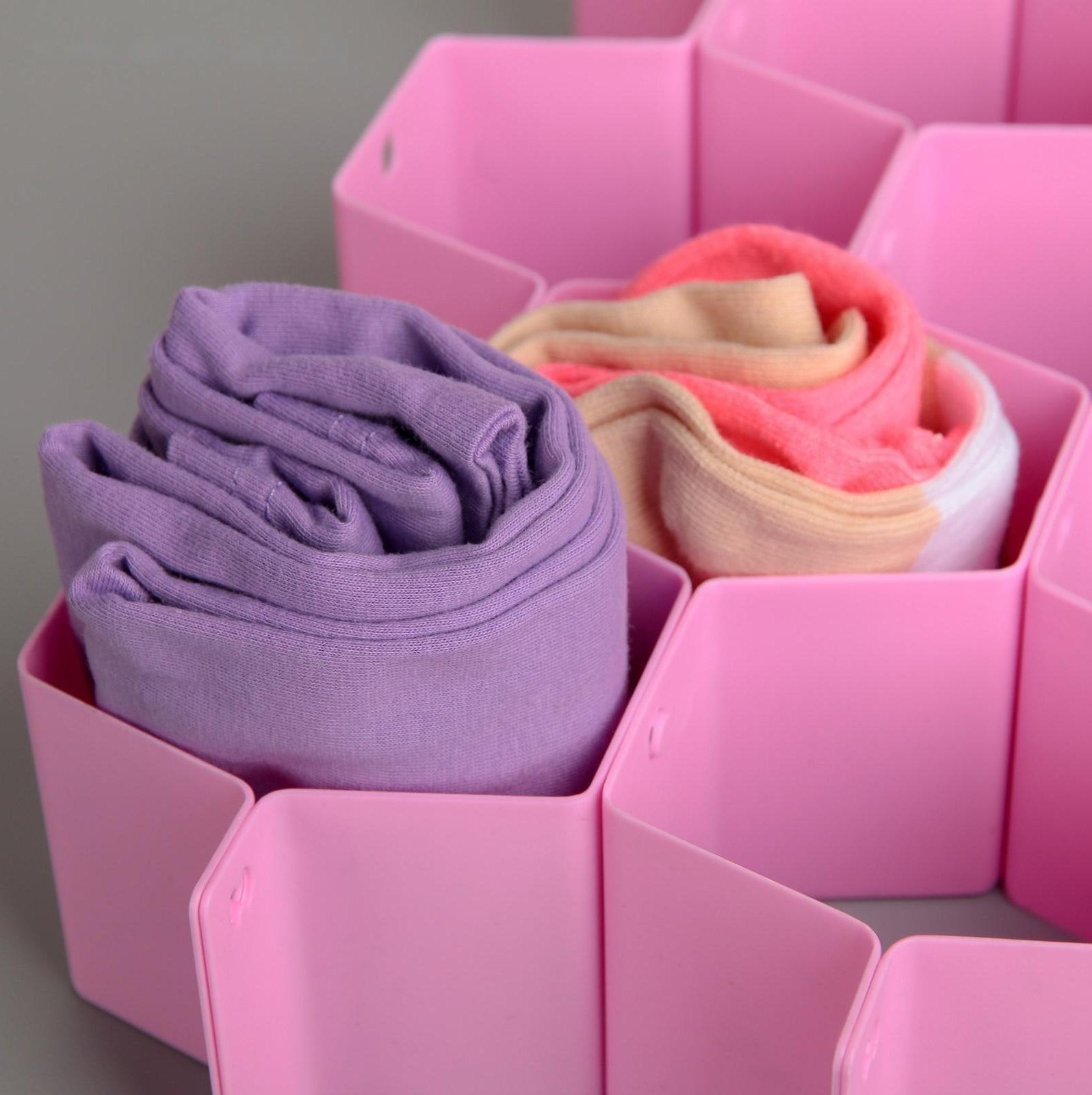 Органайзер-разделитель для ящиков, 8 перегородок, 34,3×6,6 см, цвет МИКС