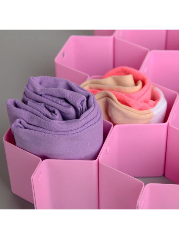 Органайзер-разделитель для ящиков, 8 перегородок, 34,3×6,6 см, цвет МИКС