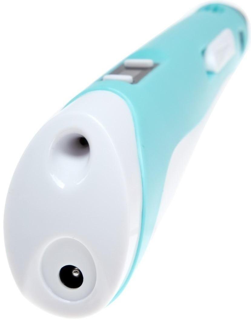 Комплект в тубусе 3Д ручка с дисплеем голубая + пластик PLA 15 цв/10 м+трафареты