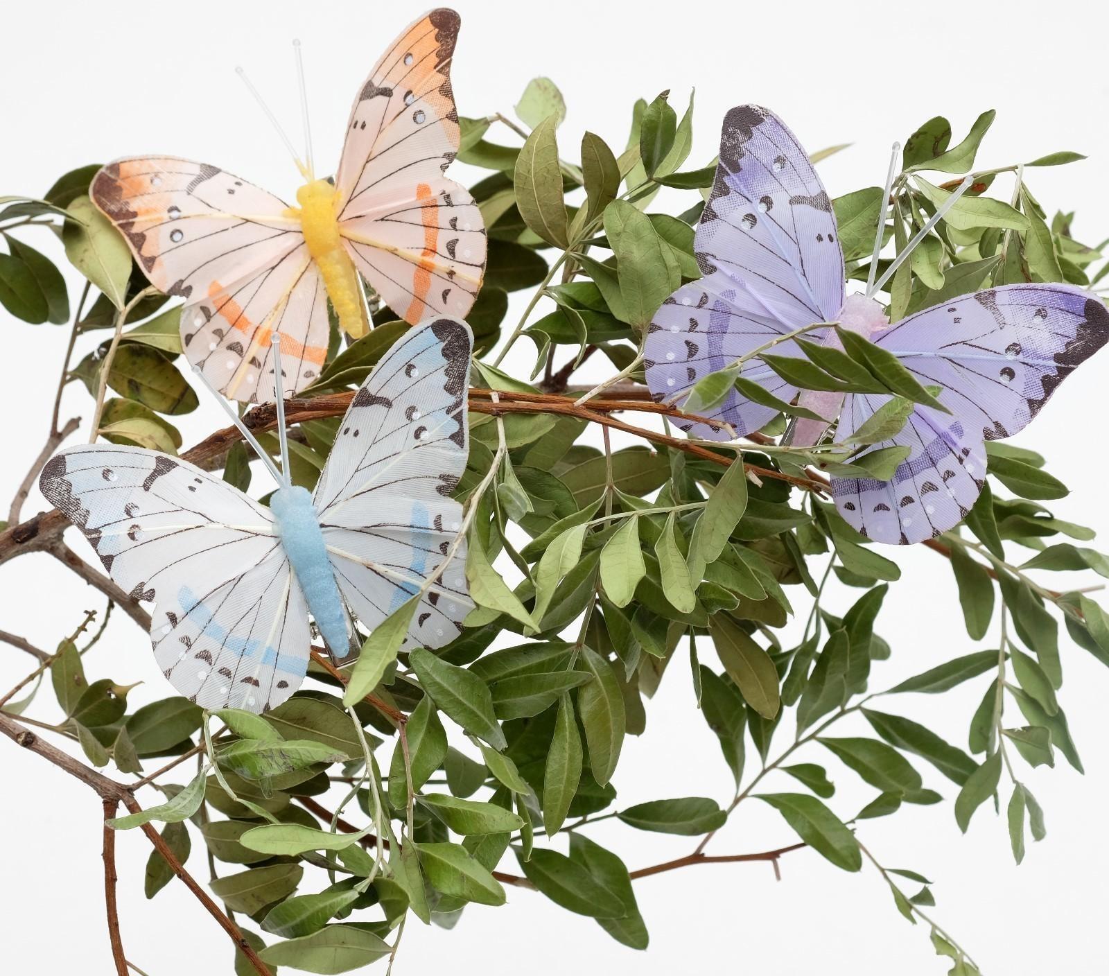 Бабочка для декора и флористики, на прищепке, пластиковая, микс, 1 шт., 7,5 х 5 х 1 см