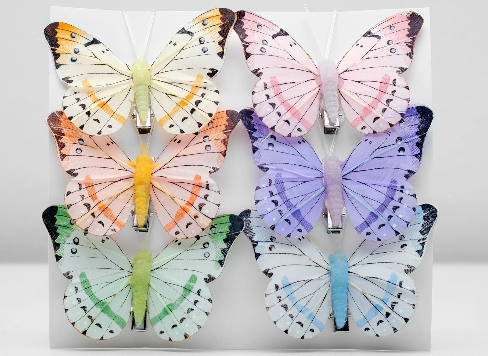Бабочка для декора и флористики, на прищепке, пластиковая, микс, 1 шт., 7,5 х 5 х 1 см