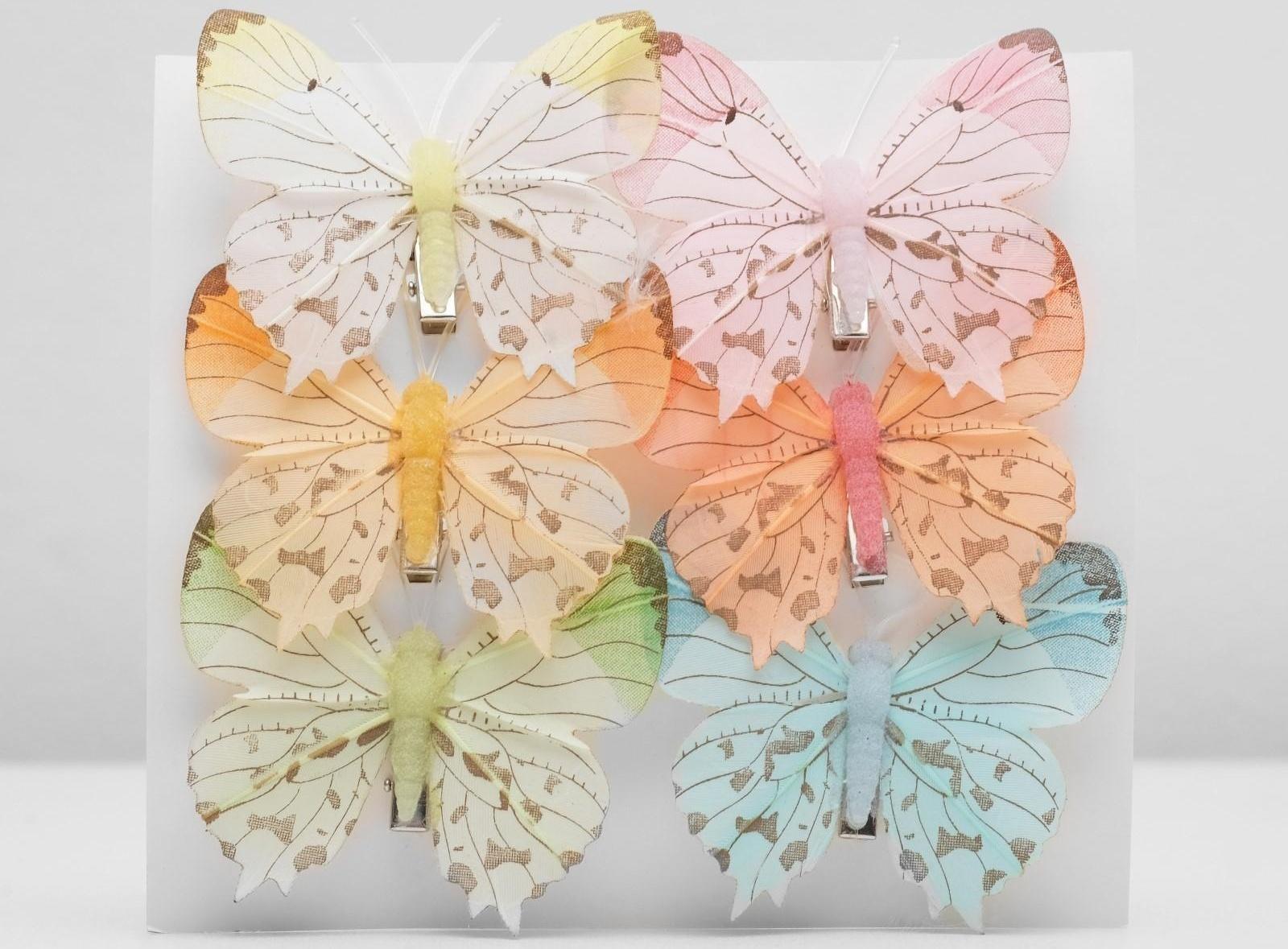 Бабочка для декора и флористики, на прищепке, пластиковая, микс, 1 шт., 7,5 х 7 х 1 см