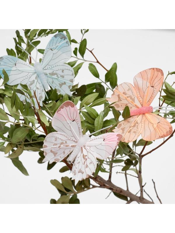 Бабочка для декора и флористики, на прищепке, пластиковая, микс, 1 шт., 7,5 х 7 х 1 см