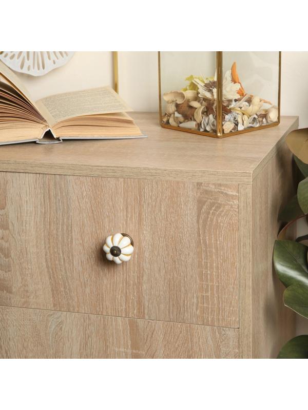 Ручка кнопка ТУНДРА РК117 (001) , d=39, пластик, белая с золотым