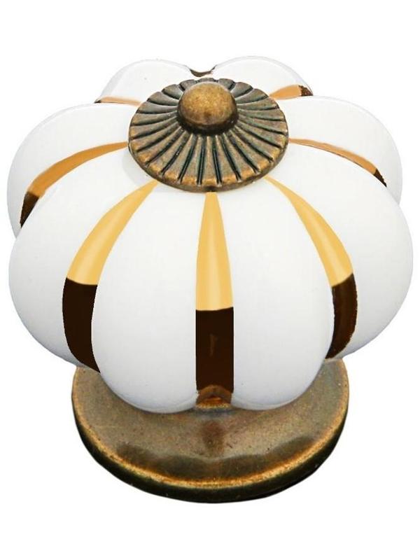 Ручка кнопка ТУНДРА РК117 (001) , d=39, пластик, белая с золотым