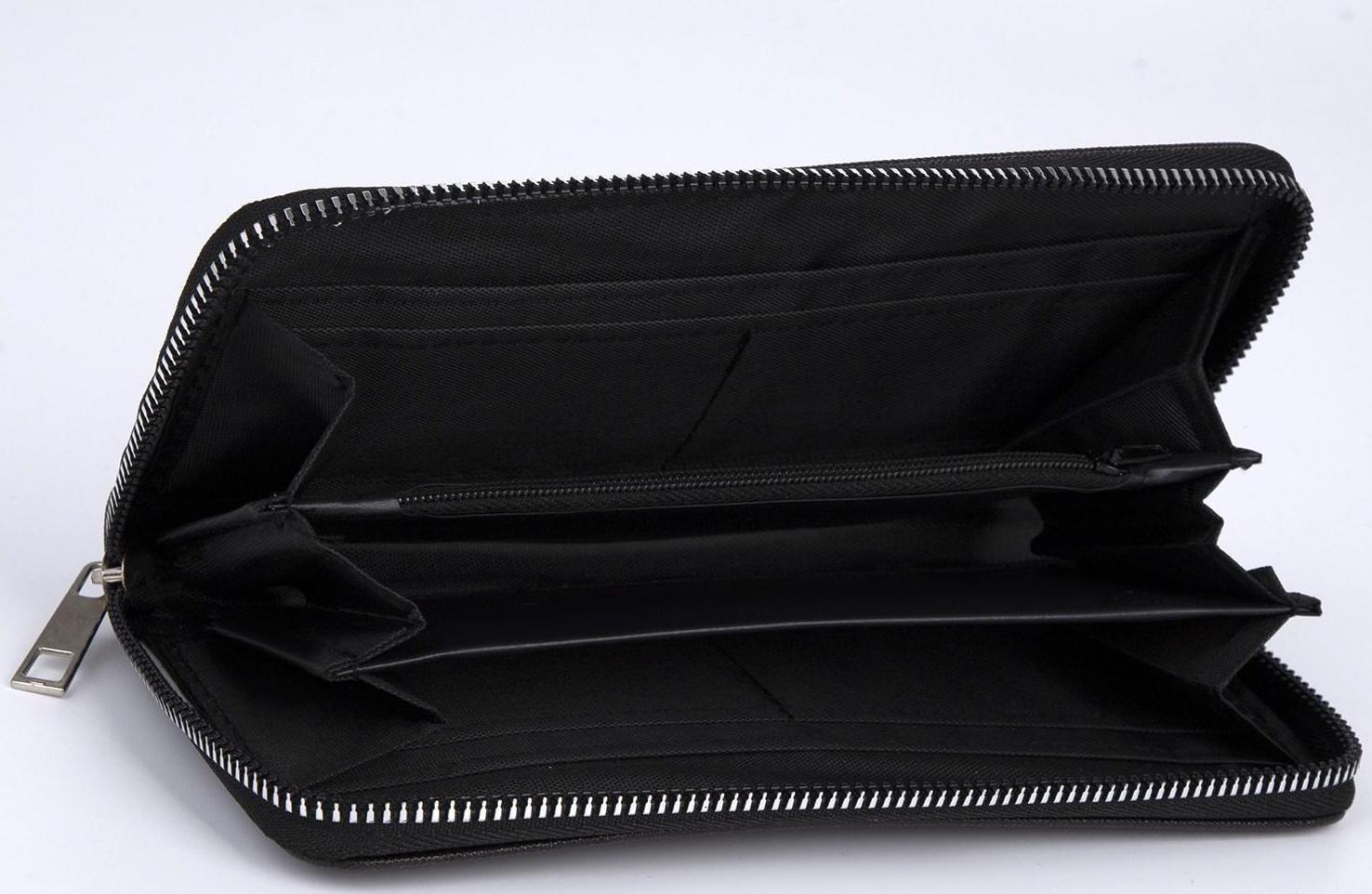 Кошелёк женский, 3 отдела на молнии, цвет чёрный