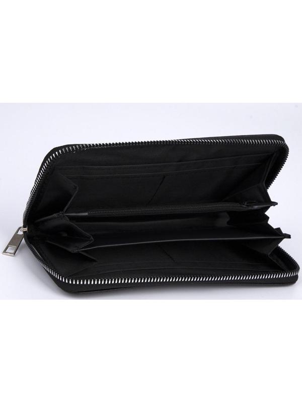 Кошелёк женский, 3 отдела на молнии, цвет чёрный