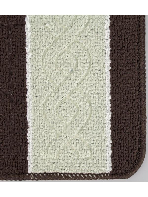 Набор ковриков для ванной и туалета Доляна «Полосатый», 2 шт: 78×47,5, 40×47,5 см, цвет бежево-коричневый