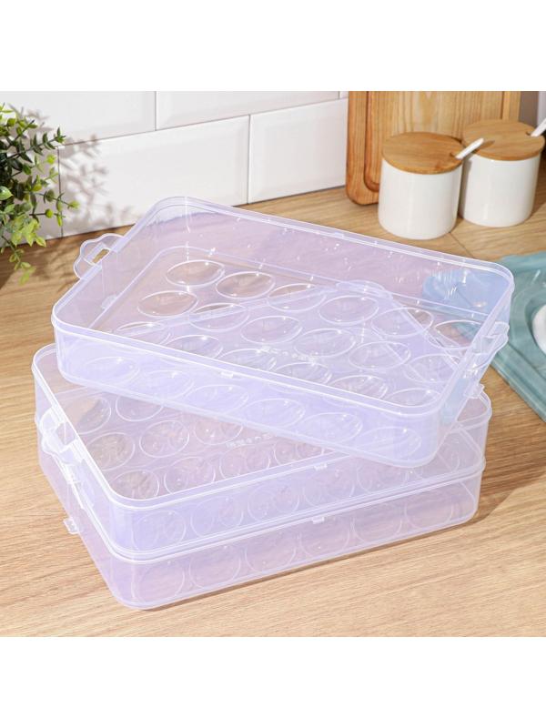 Контейнер для хранения яиц, 31,5×22×17,5 см, в 1 ярусе 24 ячейки, цвет МИКС