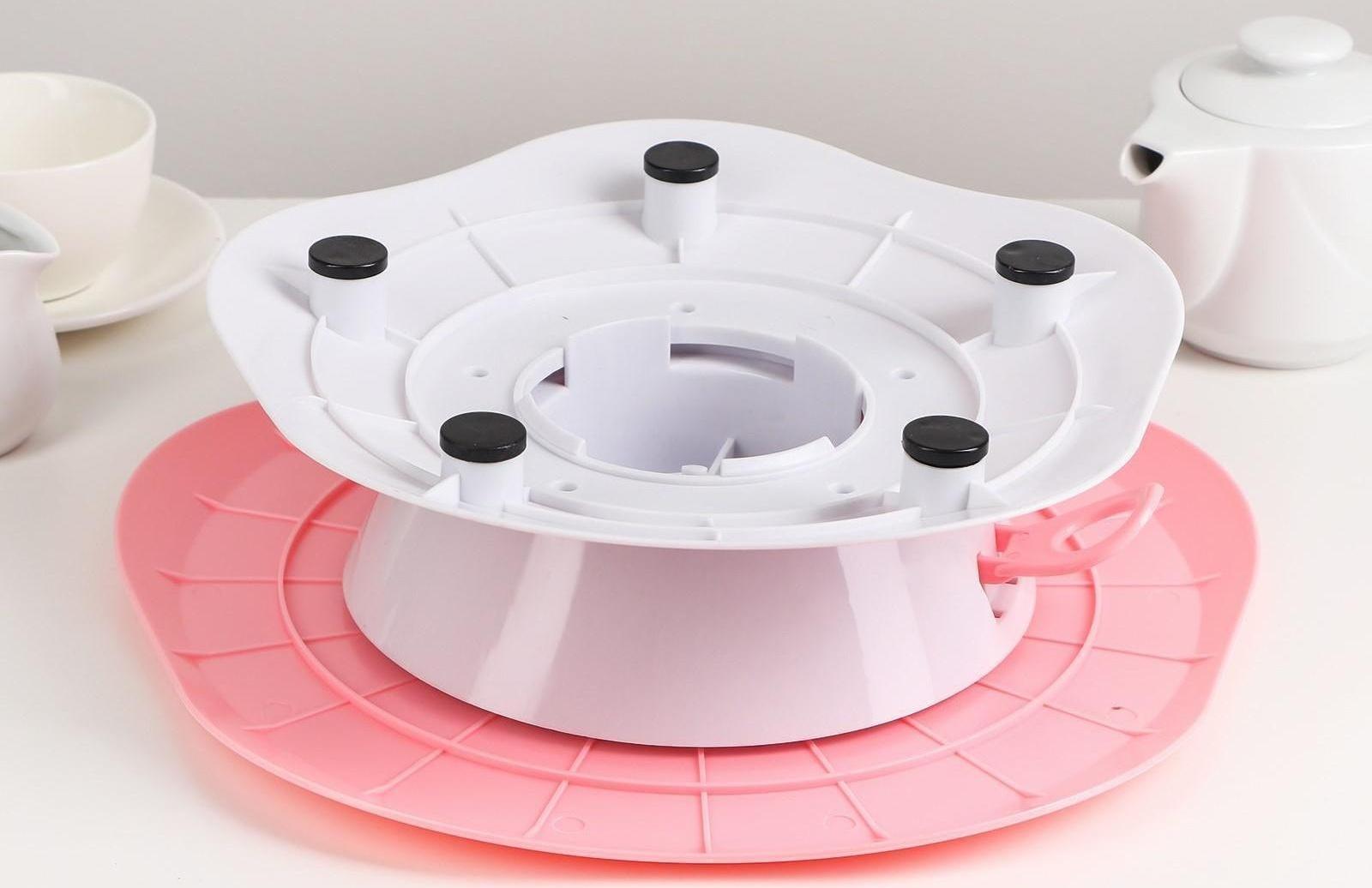 Подставка для торта вращающаяся, 28,5×9 см, с разлиновкой и стопером, цвет МИКС