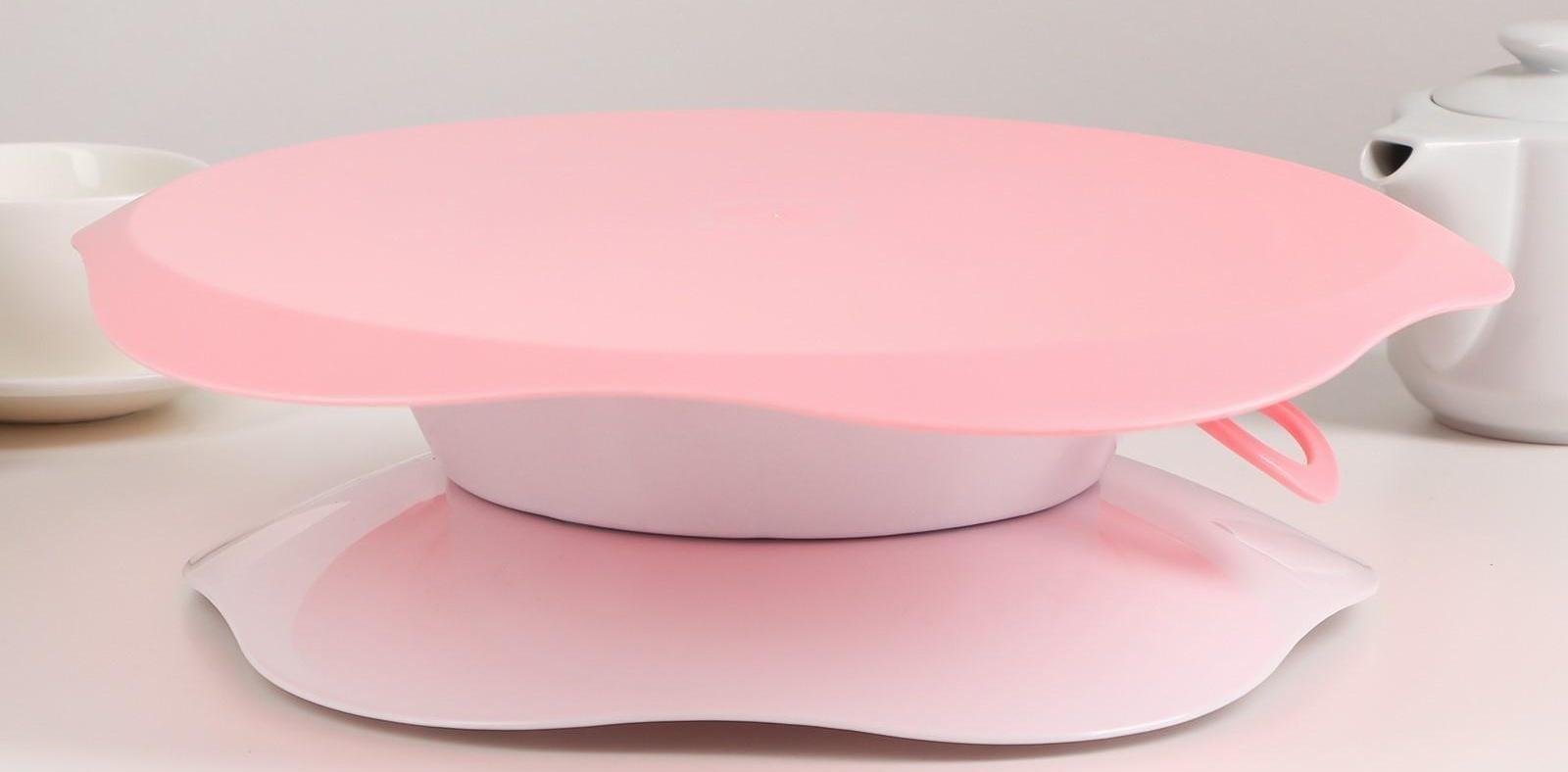 Подставка для торта вращающаяся, 28,5×9 см, с разлиновкой и стопером, цвет МИКС