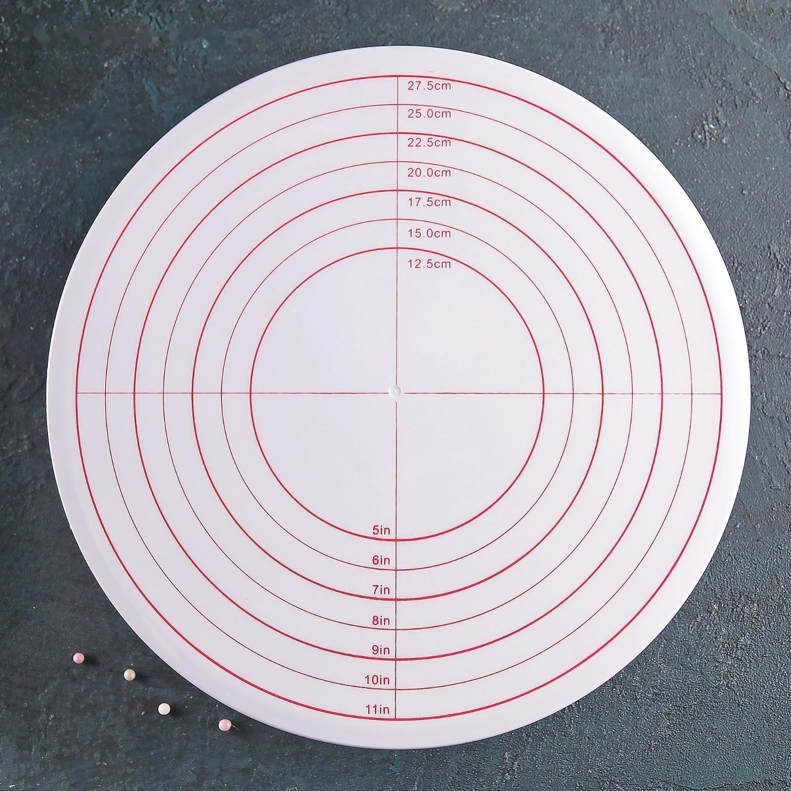 Подставка для торта вращающаяся, 28,5×9 см, с разлиновкой и стопером, цвет МИКС