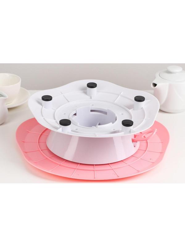 Подставка для торта вращающаяся, 28,5×9 см, с разлиновкой и стопером, цвет МИКС