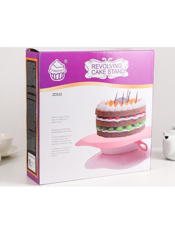 Подставка для торта вращающаяся, 28,5×9 см, с разлиновкой и стопером, цвет МИКС