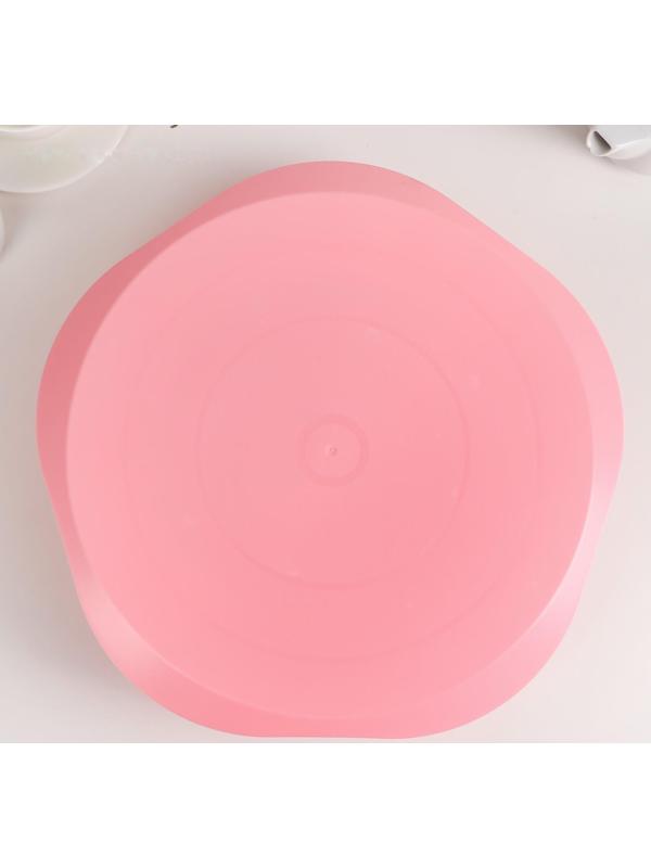 Подставка для торта вращающаяся, 28,5×9 см, с разлиновкой и стопером, цвет МИКС