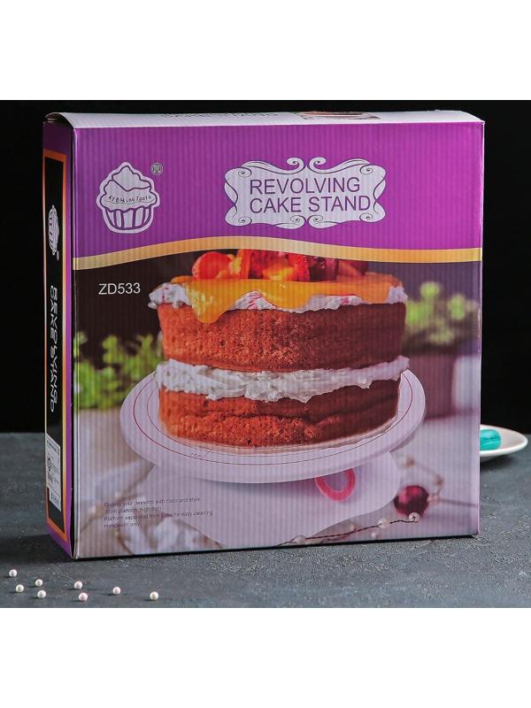 Подставка для торта вращающаяся, 28,5×9 см, с разлиновкой и стопером, цвет МИКС