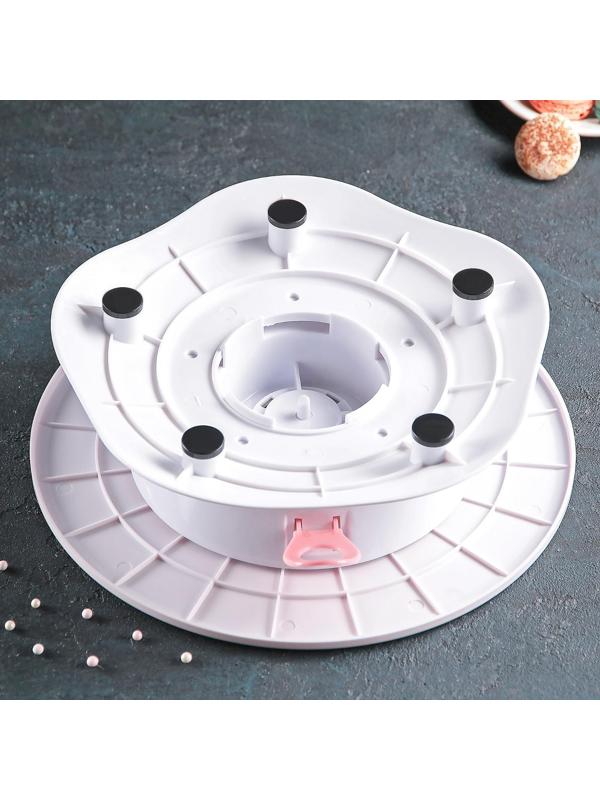 Подставка для торта вращающаяся, 28,5×9 см, с разлиновкой и стопером, цвет МИКС