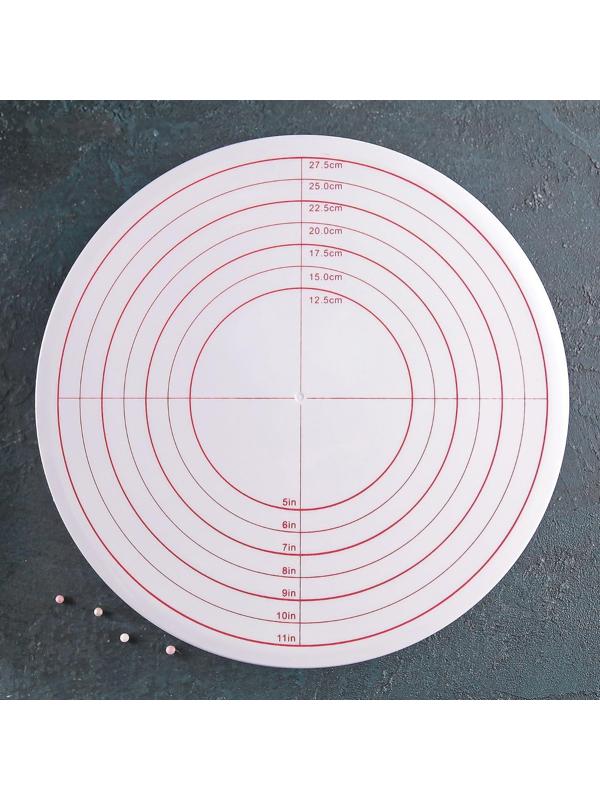 Подставка для торта вращающаяся, 28,5×9 см, с разлиновкой и стопером, цвет МИКС