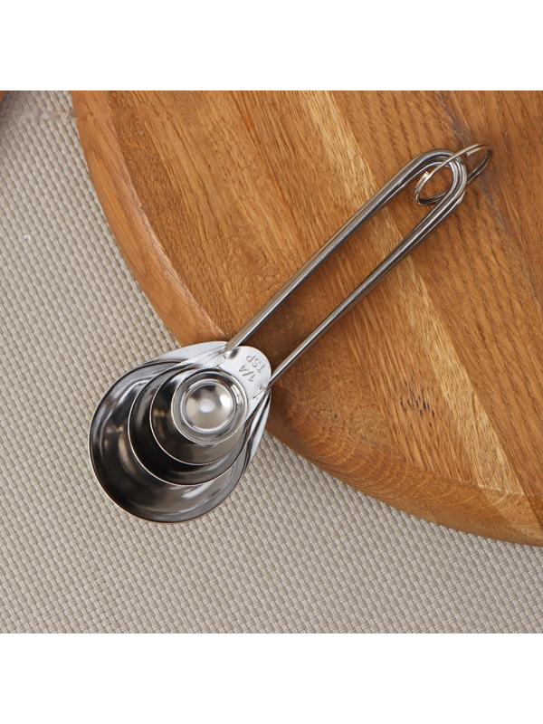 Набор мерных ложек Доляна «Металлик», 4 шт: 1,25/2,5/5/15 мл