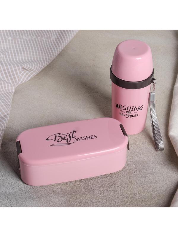 Набор 2 предмета: ланч-бокс, бутыль, столовый прибор, цвет МИКС