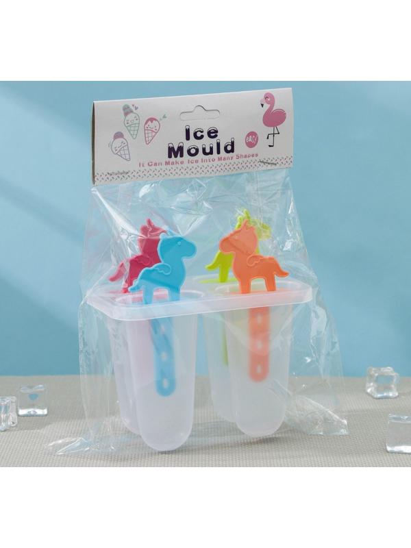 Форма для мороженого «Цветной единорог», 12,5×8×14 см, 4 ячейки, цвет МИКС